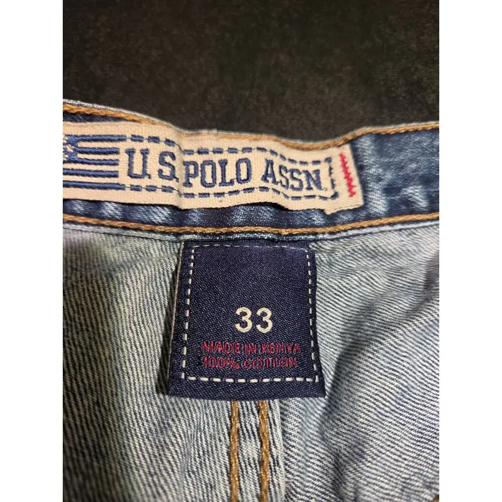 Vintage US Polo Assn Shorts Mens 33 Medium Wash Carpenter Baggy Skate Jorts Y2K